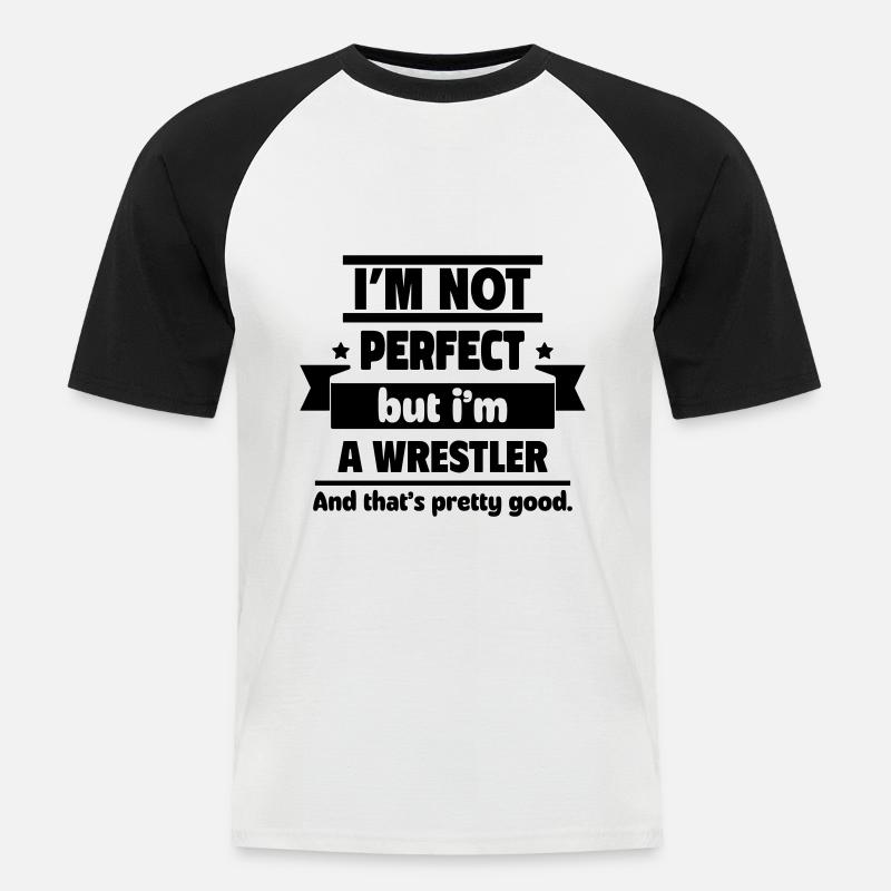 Nicht perfekt, aber ein Ringer - Männer Baseball-T-Shirt - Weiß/Schwarz