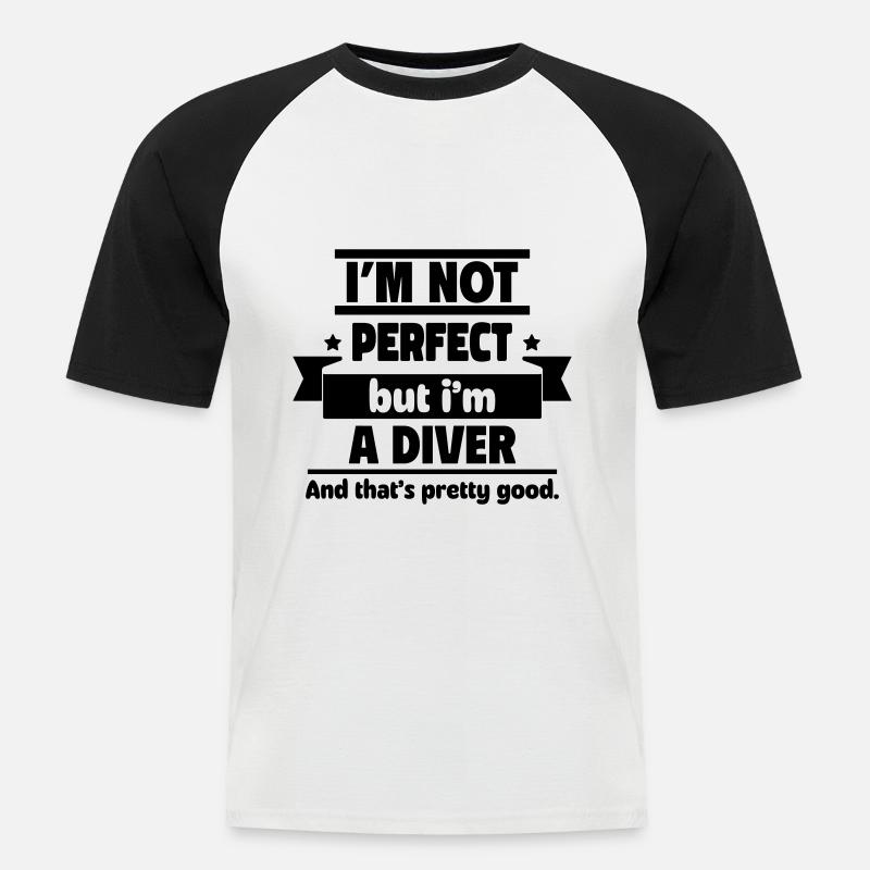 Pas parfait, mais un plongeur - T-shirt baseball manches courtes Homme - blanc/noir