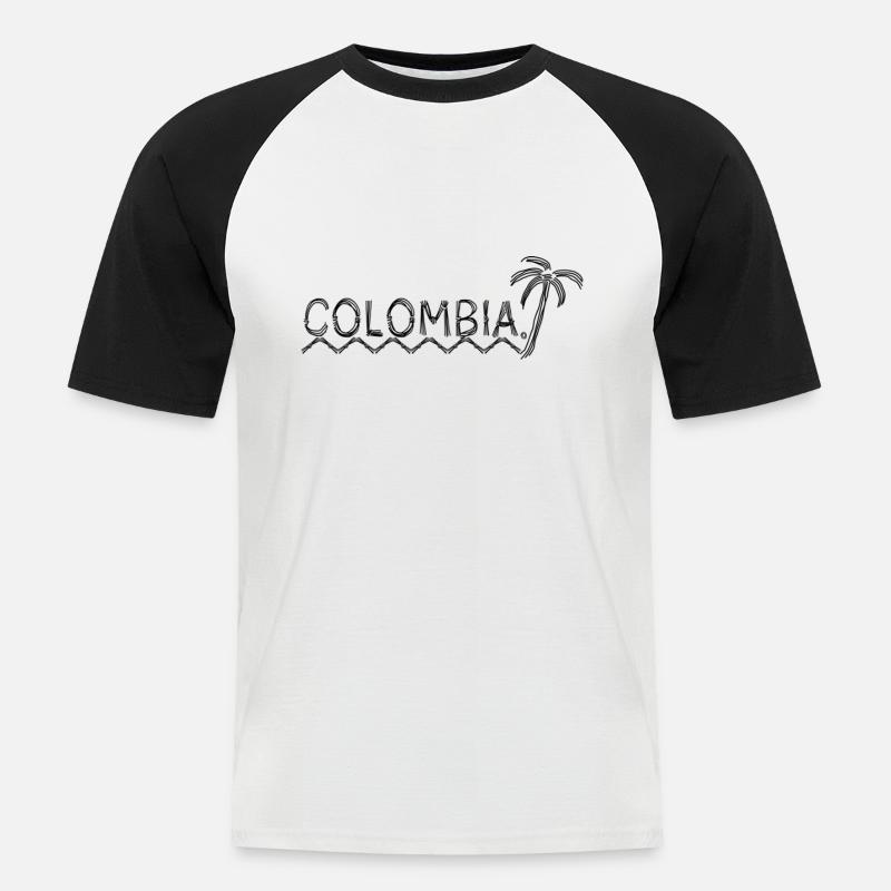 Kolumbien - Männer Baseball-T-Shirt - Weiß/Schwarz
