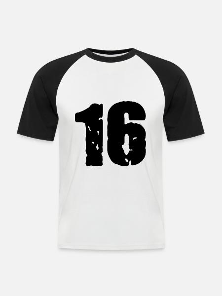16 Zahl Trikot - Männer Baseball-T-Shirt - Weiß/Schwarz