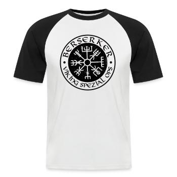 Berserker Viking Spezial Ops - Männer Baseball-T-Shirt - Weiß/Schwarz - Vorne - Nik (191cm)
