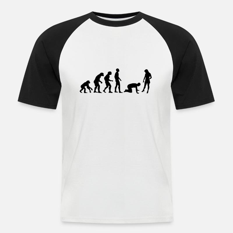Evolution Mann - Männer Baseball-T-Shirt - Weiß/Schwarz