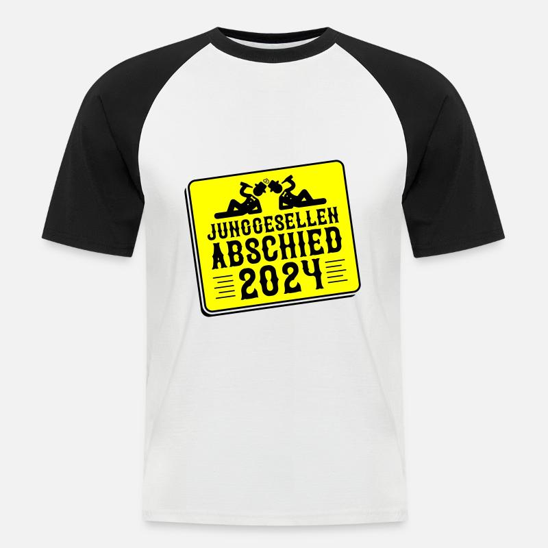 Junggesellen Abschied 2024 - Männer Baseball-T-Shirt - Weiß/Schwarz