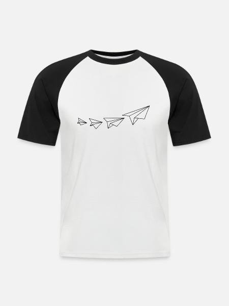 Papierflieger - Männer Baseball-T-Shirt - Weiß/Schwarz