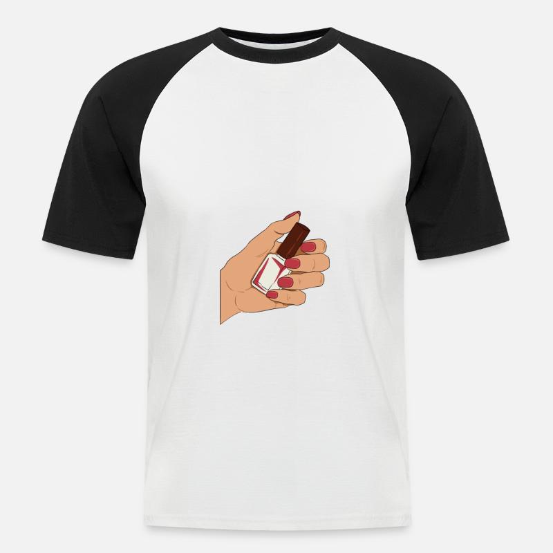 Nageltechniker Fingernägel - Männer Baseball-T-Shirt - Weiß/Schwarz
