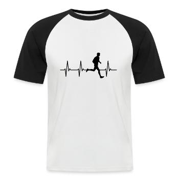 Herzschlag Joggen Laufen Puls Heartbeat Running - Männer Baseball-T-Shirt - Weiß/Schwarz - Vorne - Nik (191cm)
