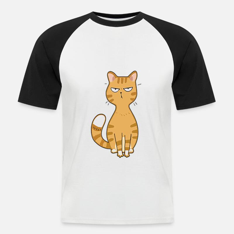 Katze böse oder niedlich - Männer Baseball-T-Shirt - Weiß/Schwarz
