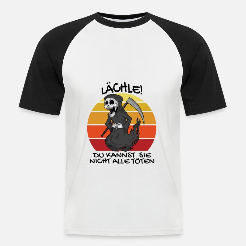 Sensenmann Retro Spruch lustig - Männer Baseball-T-Shirt - Weiß/Schwarz