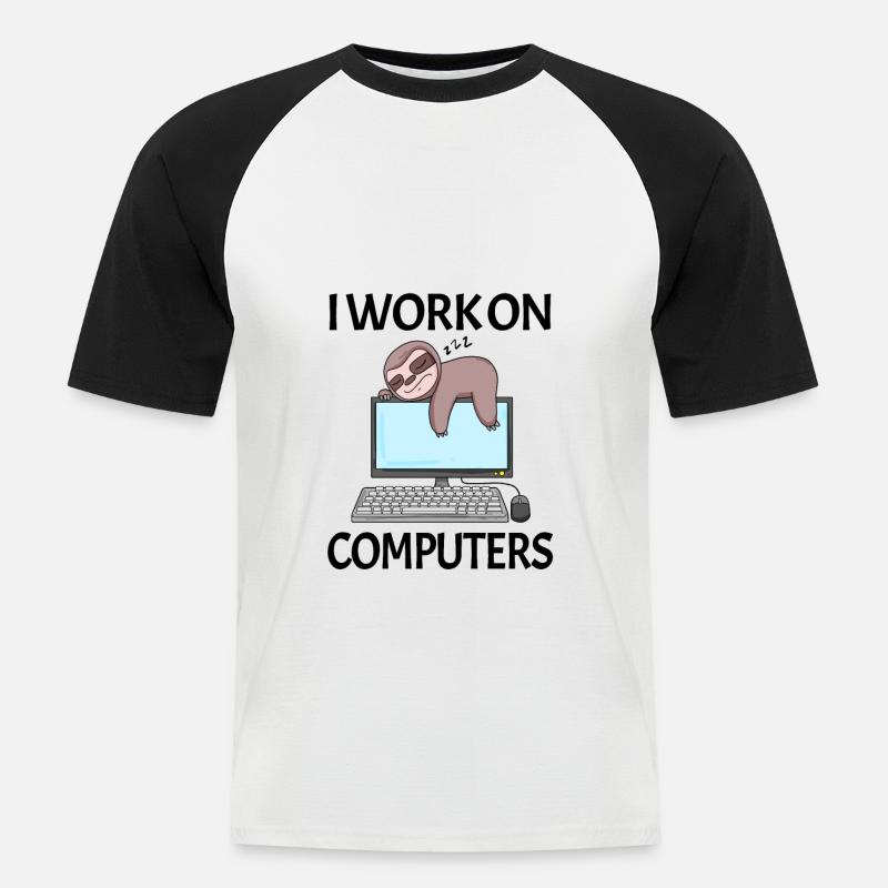Computer Nerd Programmer Men Gift - Men's Baseball T-Shirt - white/black