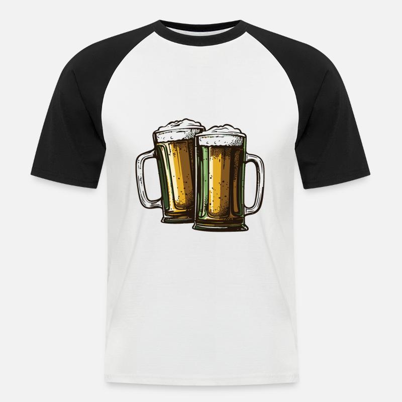 Bier Glas Prost Drinking - Männer Baseball-T-Shirt - Weiß/Schwarz