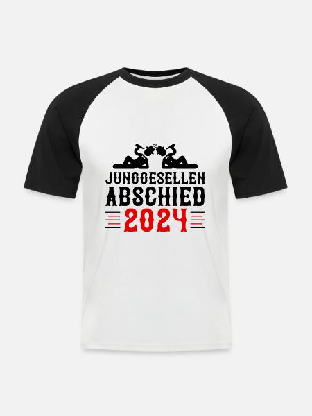 Junggesellen Abschied 2024 - Männer Baseball-T-Shirt - Weiß/Schwarz