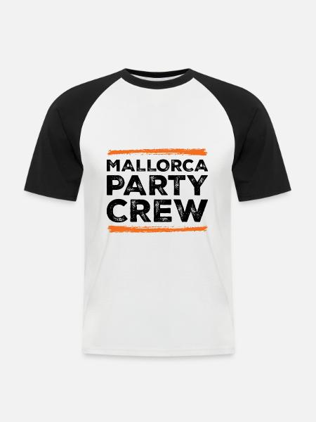 Mallorca Party Crew - Männer Baseball-T-Shirt - Weiß/Schwarz