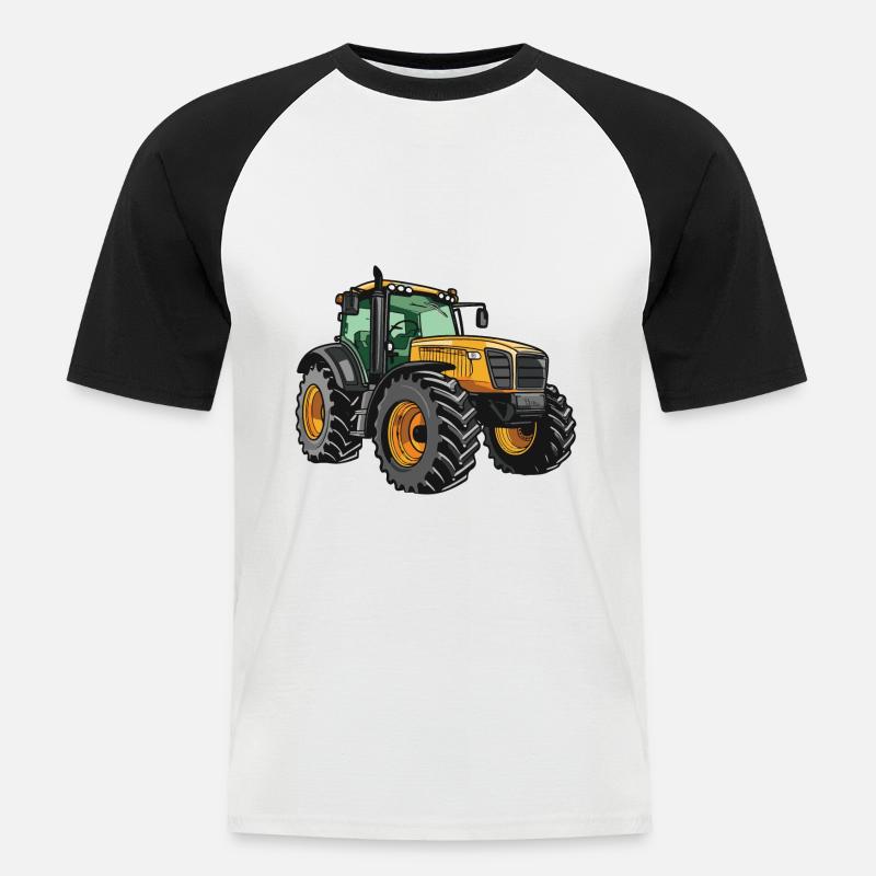 Symbol för traktor - Kortärmad basebolltröja herr - vit/svart
