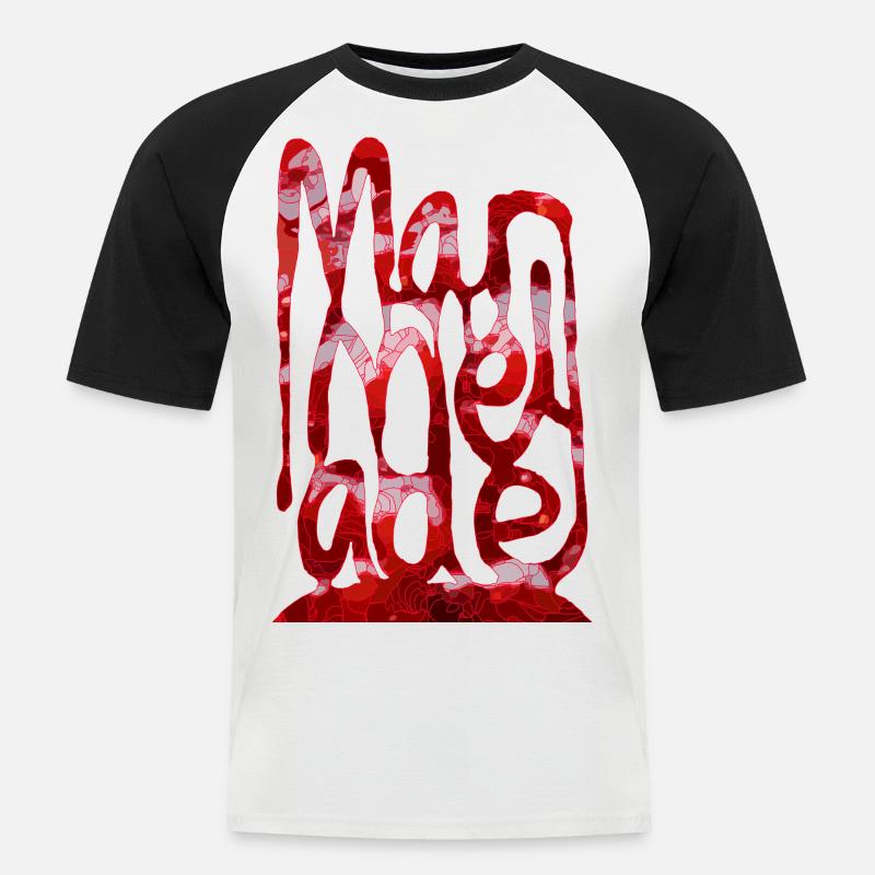 Marmelade Erdbeere - Männer Baseball-T-Shirt - Weiß/Schwarz
