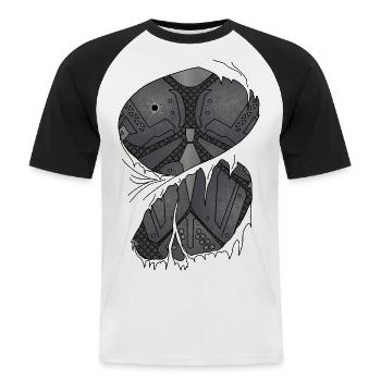Sci Fi Fantasy Hero Armor - Männer Baseball-T-Shirt - Weiß/Schwarz - Vorne - Nik (191cm)