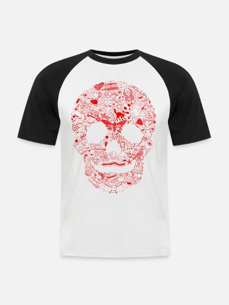 Gothic Skull Goth Style Dark Heavy Metal WGT - Koszulka bejsbolowa męska - biały/czarny