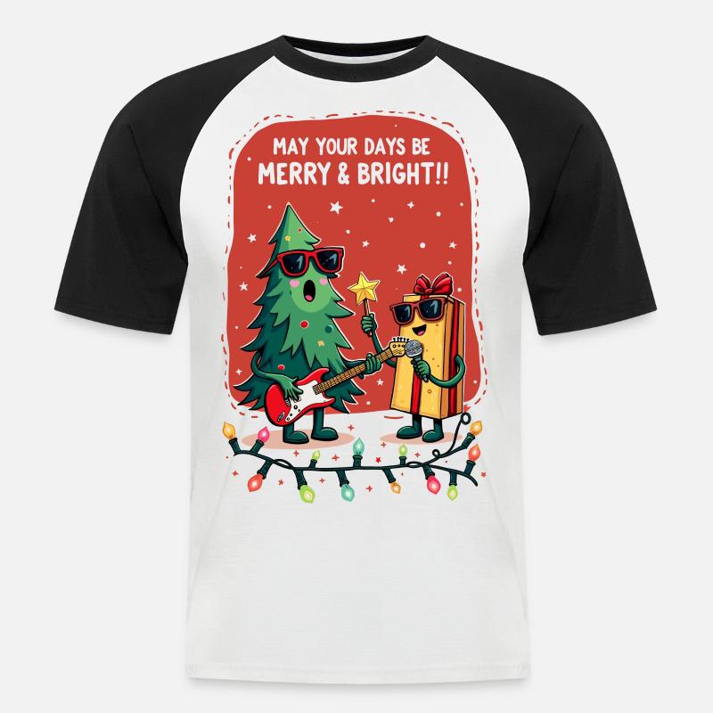 Fröhlich und hell - Männer Baseball-T-Shirt - Weiß/Schwarz