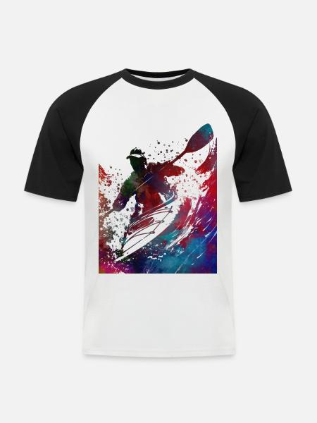 Kayaking sport art#kayaking - Men's Baseball T-Shirt - white/black