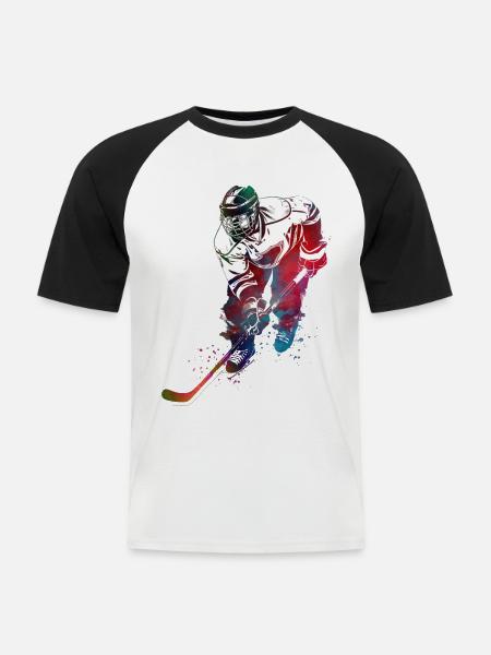 Giocatore di hockey sport arte #hockey #sport - Maglia da baseball a manica corta da uomo - bianco/nero