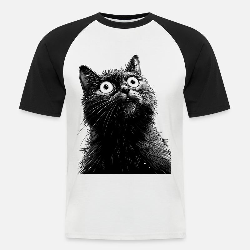 Schwarze Katze Henry - Männer Baseball-T-Shirt - Weiß/Schwarz