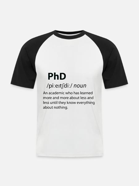 Definition af ph.d.-sjov ordbog - Kortærmet herre-baseballshirt - hvid/sort