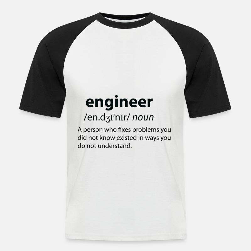 Engineer Funny Dictionary Definition - Männer Baseball-T-Shirt - Weiß/Schwarz