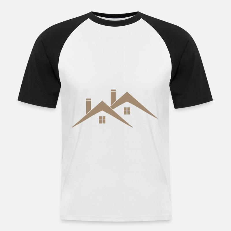 Dach - Haus Dach - Männer Baseball-T-Shirt - Weiß/Schwarz