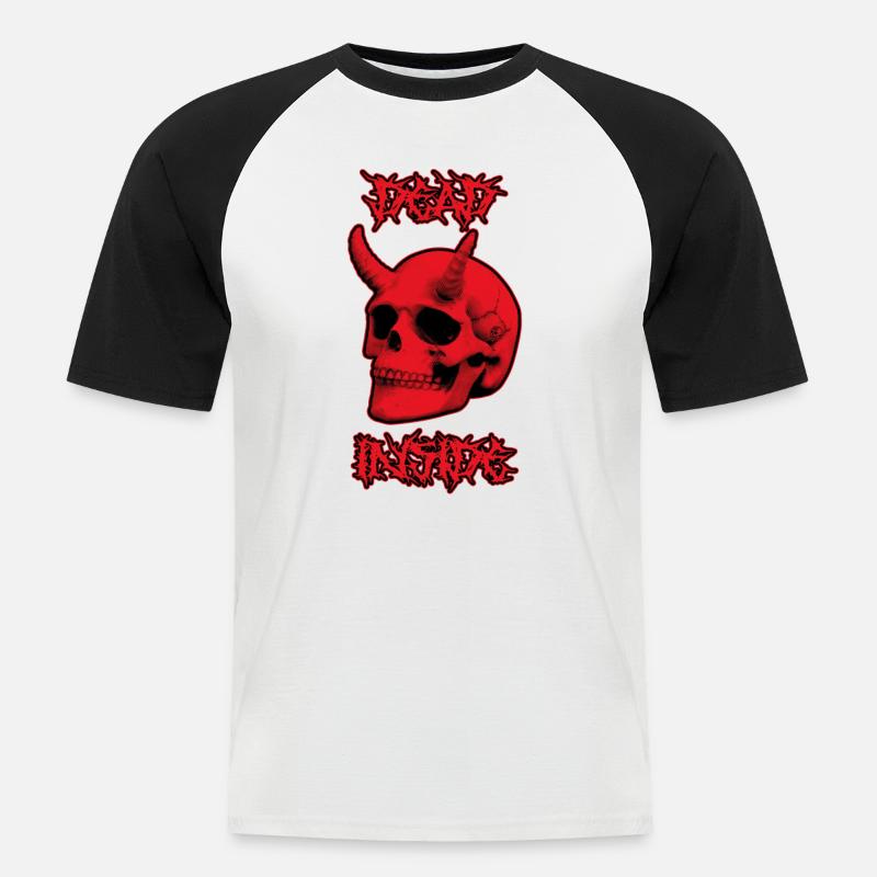 Devil Skull Dead Inside - Men's Baseball T-Shirt - white/black