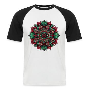 Mandala Harmony green red - Men's Baseball T-Shirt - white/black - Front - Nik (191cm)