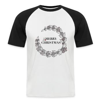 Merry Christmas - Männer Baseball-T-Shirt - Weiß/Schwarz - Vorne - Nik (191cm)