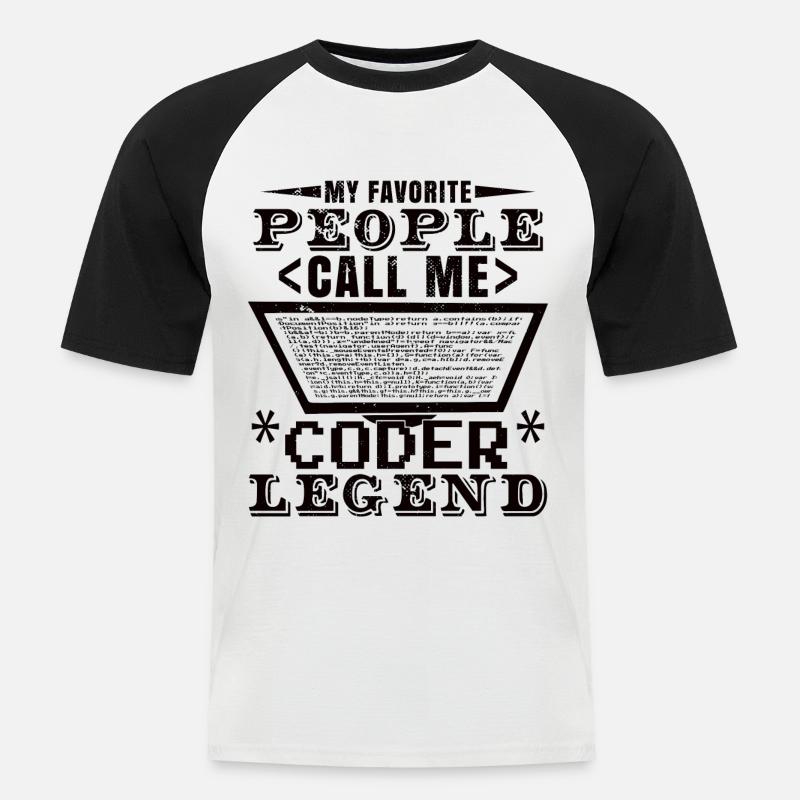 Coder Legend - Men's Baseball T-Shirt - white/black