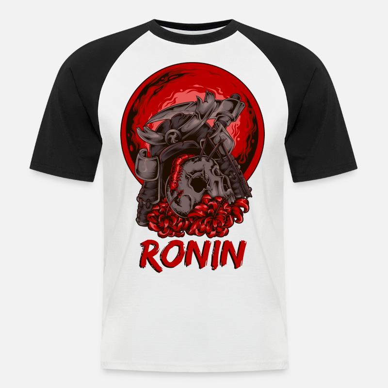 Ronin Samurai - Männer Baseball-T-Shirt - Weiß/Schwarz
