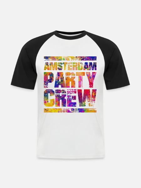 Amsterdam Party Crew Bunt - Männer Baseball-T-Shirt - Weiß/Schwarz