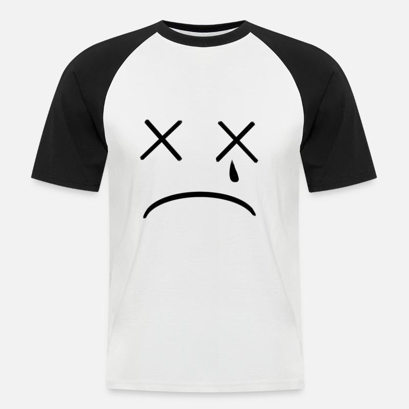 sad face - Männer Baseball-T-Shirt - Weiß/Schwarz