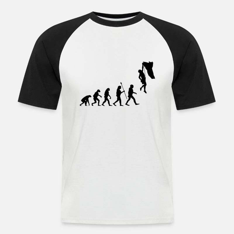 Evolution Klettern Bouldern Climbing Bergsteigen - Männer Baseball-T-Shirt - Weiß/Schwarz