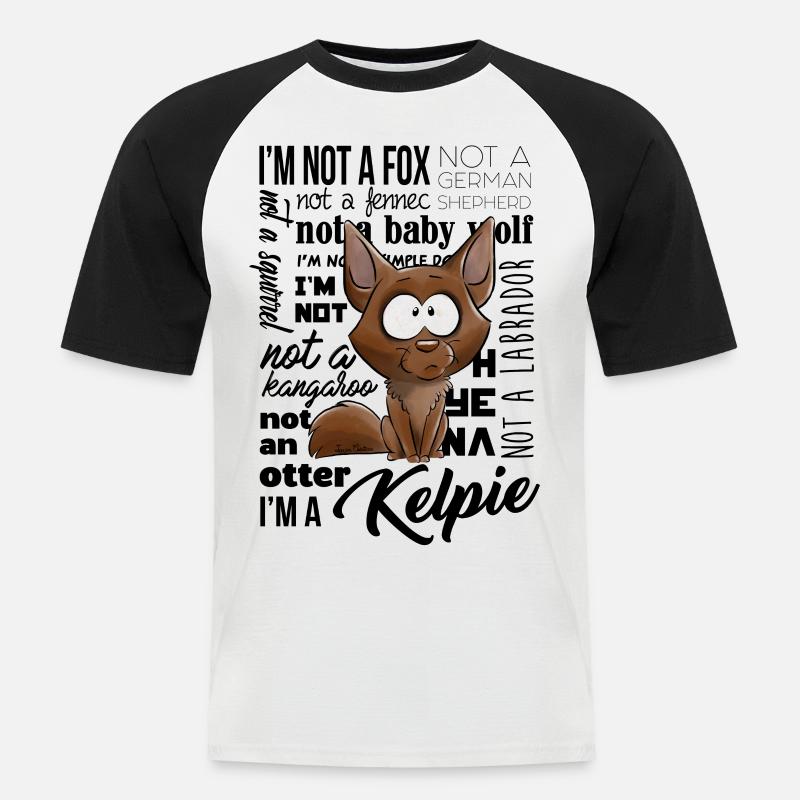 Ich bin ein Kelpie - Männer Baseball-T-Shirt - Weiß/Schwarz