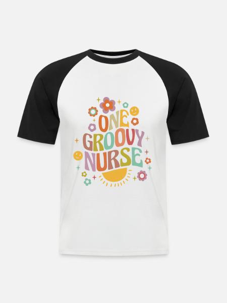 One groovy nurse - Men's Baseball T-Shirt - white/black