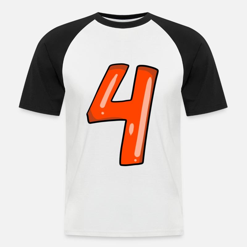 4 rot - Männer Baseball-T-Shirt - Weiß/Schwarz