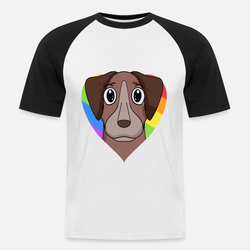 Homosexuell Regenbogen Pointer Hund - Männer Baseball-T-Shirt - Weiß/Schwarz