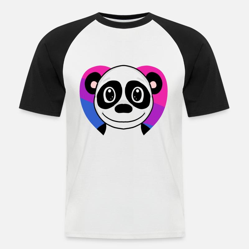 Bisexuell Panda Geschenk - Männer Baseball-T-Shirt - Weiß/Schwarz