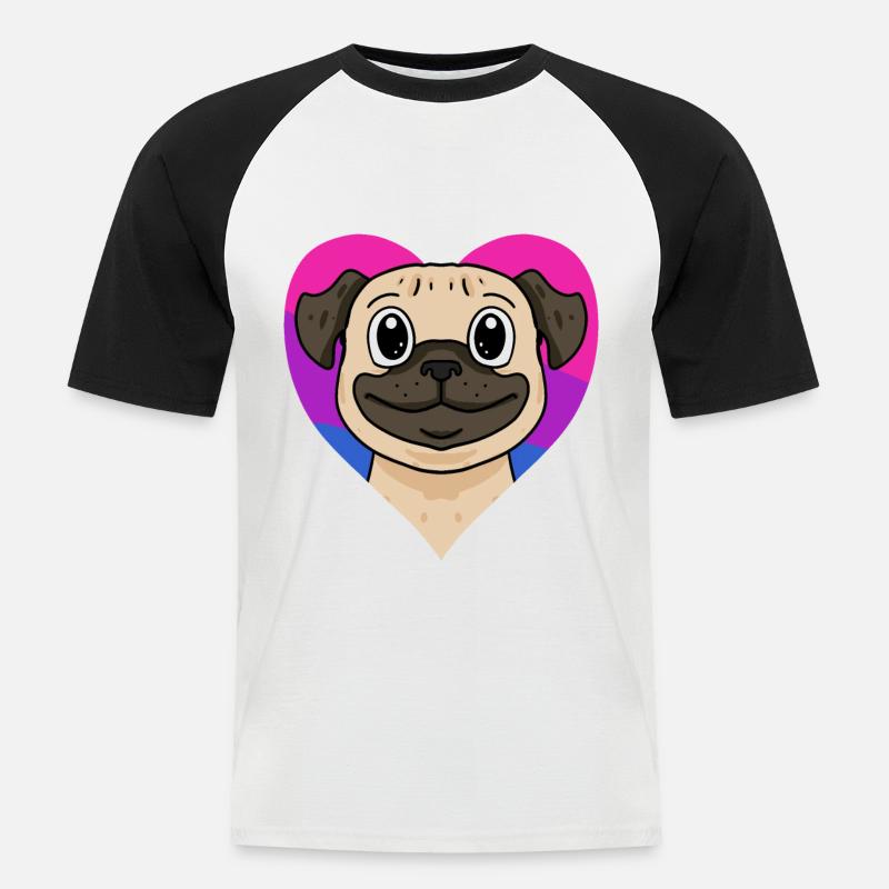 Bisexuell Mops Hund Geschenk - Männer Baseball-T-Shirt - Weiß/Schwarz
