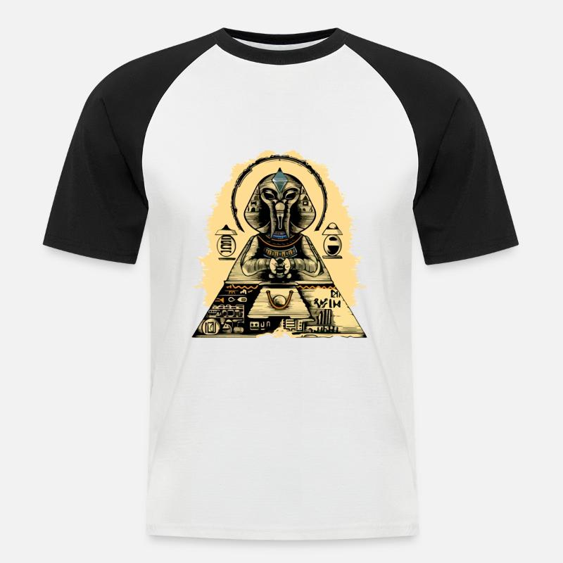 Sphinx Alien Nr. 2 - Männer Baseball-T-Shirt - Weiß/Schwarz