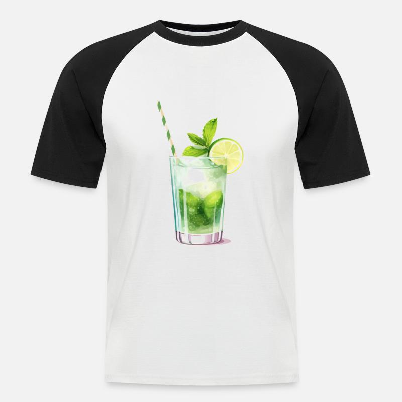 Mojito Cocktail Longdrink - Männer Baseball-T-Shirt - Weiß/Schwarz