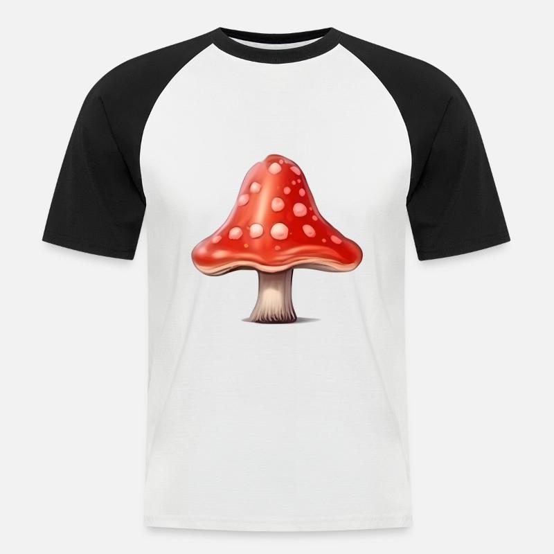 Toadstool Mushroom Mushroom Picker - Men's Baseball T-Shirt - white/black