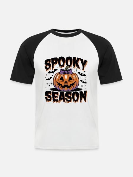 Halloween Pumpkin Spooky Season - Men's Baseball T-Shirt - white/black