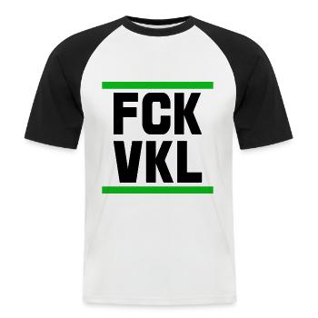 Gegen Vokale FCK VKL Spruch Zitat - Männer Baseball-T-Shirt - Weiß/Schwarz - Vorne - Nik (191cm)