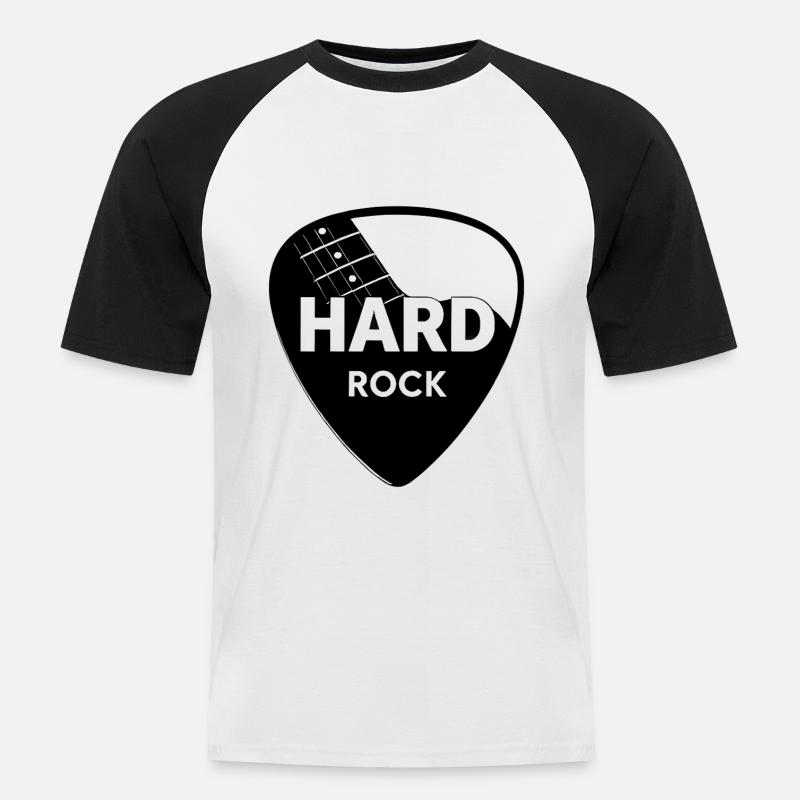 Plettro per chitarra Hard Rock - Maglia da baseball a manica corta da uomo - bianco/nero