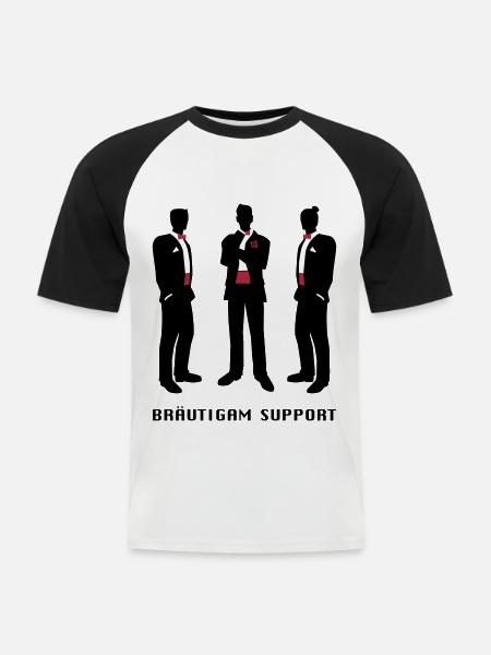 Bräutigam-support - Männer Baseball-T-Shirt - Weiß/Schwarz