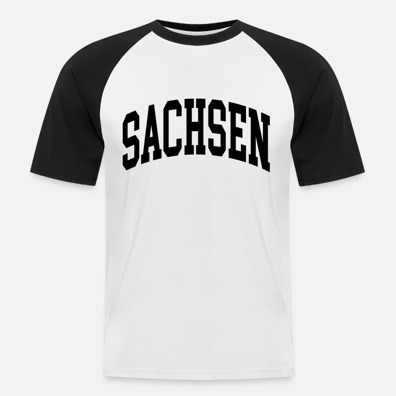 Sachsen - Männer Baseball-T-Shirt - Weiß/Schwarz