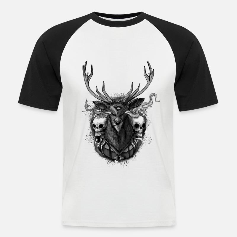 Deer - BONE SQL PRY - Men's Baseball T-Shirt - white/black